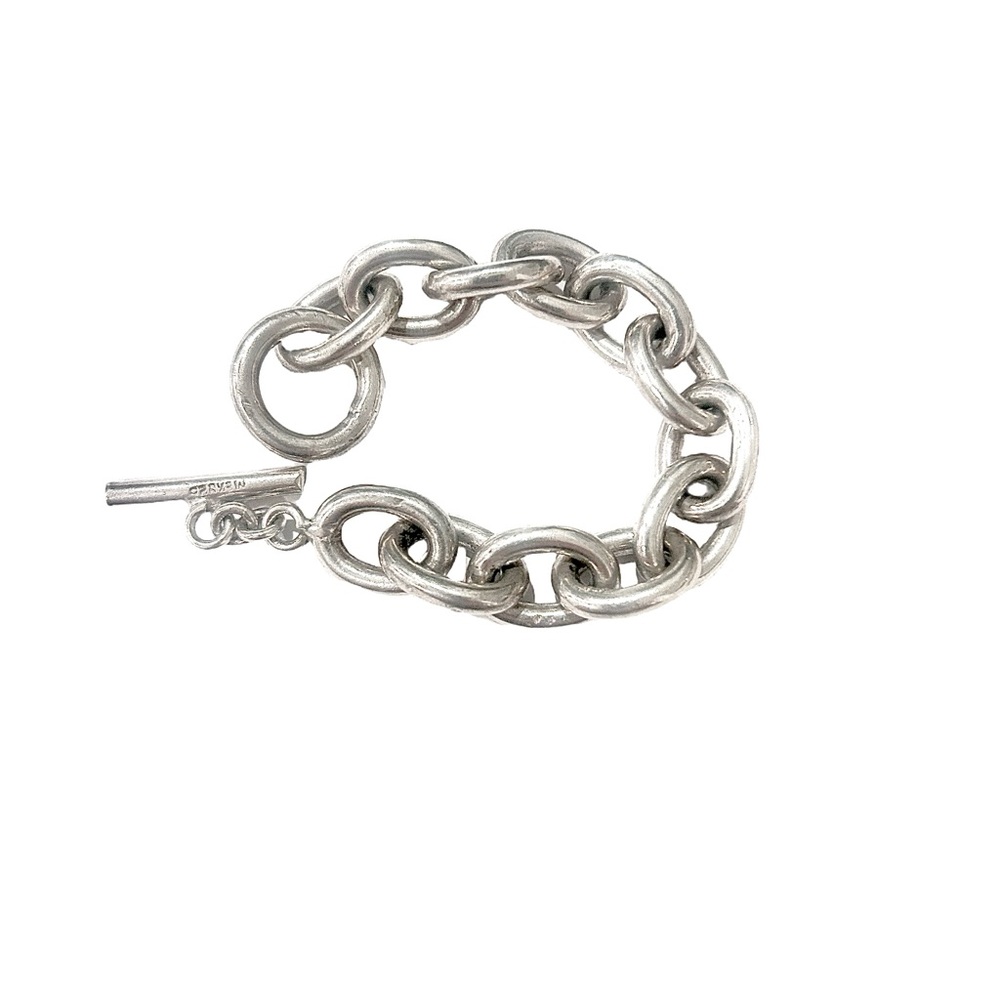 Chunky Silver Chain Bracelet Solid 925 Silver - image 1